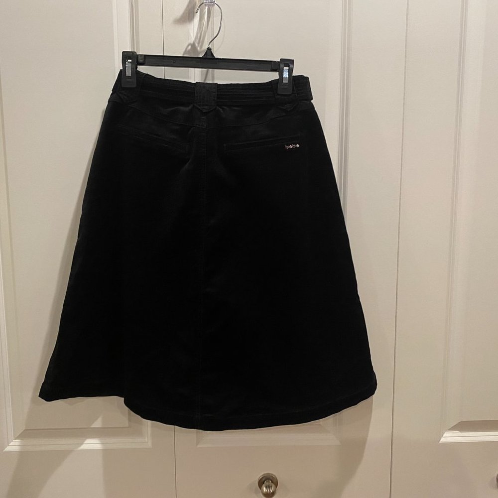 Bebe Black Corduroy A-Line Skirt w Front Zip, Pockets and Tie Belt Size 10 NWT - Picture 6 of 13